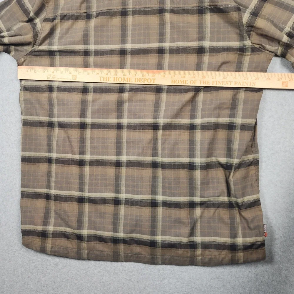 Simms Shirt Mens XL Brown Plaid Fleece Lined Flannel Button Up Outdor Fishing - Picture 10 of 11